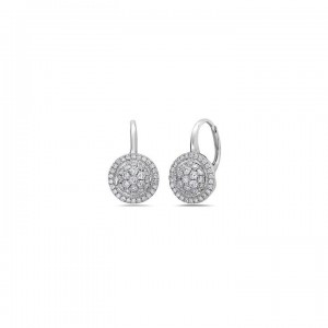 Charles Krypell 18 Karat White Gold Diamond Pave Lever Backs 0.77 Ct