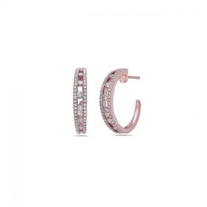 Charles Krypell 18 Karat White Gold Precious Pastel Air Hoop Earrings With 140 Round Brilliant Diamonds At 0.91CTW