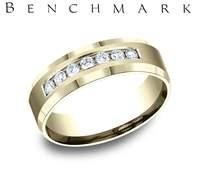 Benchmark 14 Karat Yellow Gold 7mm Diamond  Wedding Band 0.42Ctw   SIZE 10