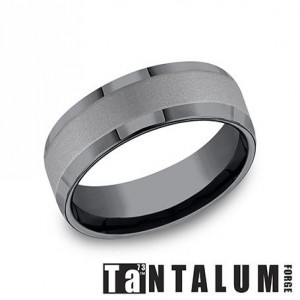 Benchmark 7mm Black And Grey Tantalum Satin And Polish Wedding Band  Size 10