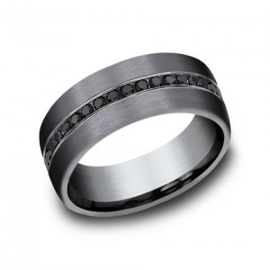 Benchmark Dark Tantalum 7.5mm Black Diamond Channel Set Band Wedding Band 0.40 Ct Size 12.5