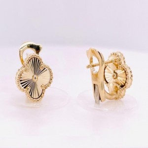 14 Karat Yellow Gold Floral Stud Earrings With Omega Backs