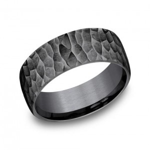 Benchmark 8mm Black Tantalum Band Satin & Hammer Finish Wedding Band