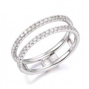 14 Karat  White Gold Ring Enhancer With 0.29Tw Single-Cut Diamonds Ring Size: 7