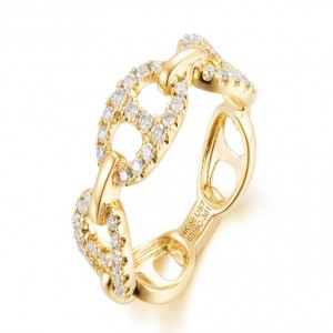 14 Karat Yellow Gold Pave` Diamond Anchor Link Band  0.57 Ct