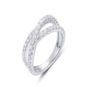 Platinum Round Brilliant Cut Diamond Criss-Cross Band  0.78 Ct