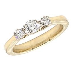 14 Karat Yellow Gold 3 Round Brilliant Cut Diamond Ring 0.42 Ct