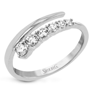 Simon G White 18 Karat  Bypass Ring With 6=0.35Tw Round Diamonds