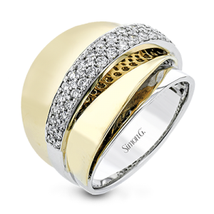 Simon G 18 karat yellow and white gold wide pave diamond band 0.64ct