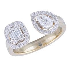 14 Karat Yellow And White Gold Multi Shape Diamond Negative Space Ring 0.72 Ct