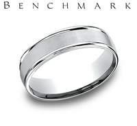 Benchmark 14 Karat White Gold Satin And Polish 6.5mm Wedding Band  Size 10