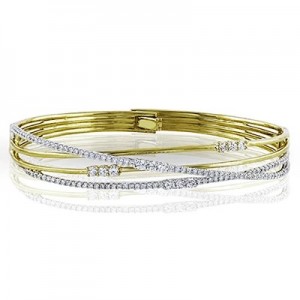 Simon G 18 Karat Yellow/White  Bangle Bracelet With 131=1.47Tw Round Diamonds