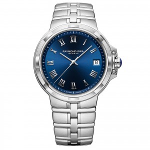 Raymond Weil Stainless Steel 41mm Parsifal Swiss Quartz Watch (5580-ST-00508)
With Blue Roman Dial