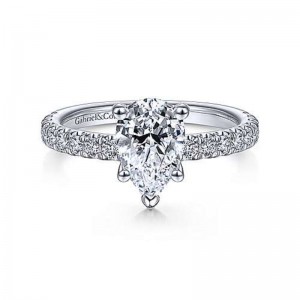 Gabriel & Co14 Karat White Gold Semi-Mount Ring  With 55 Round G/H SI1-2 Diamonds At 0.58 Total Diamond Weight