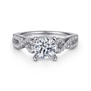 Gabriel & Co14 Karat White Gold Diamond Twisted Semi-Mount Engagement Ring 0.37 Total Diamond Weight