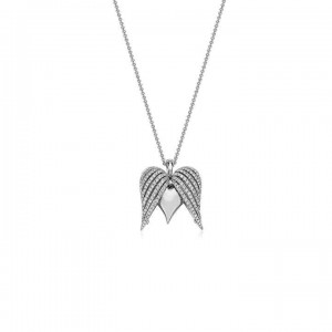 Charles Krypell 18 Karat White Gold Precious Pastel 20mm Angel Heart Pendant With 154 Round Brilliant Diamonds 0.53Ctw