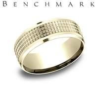 Benchmark 14 Karat Yellow Gold 6.5mm Basket Woven Center Wedding Band Size 10