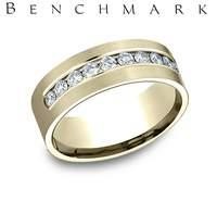 Benchmark 14 Karat Yellow Gold 8mm  Diamond  Wedding Band 0.72Ctw SIZE 10