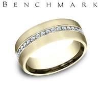 Benchmark 14 Karat Yellow Gold 7.5mm Diamond 1/2 Way Wedding Band 0.40Ctw  SIZE 10