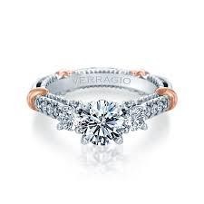 Verragio 14 Karat White/Rose Gold Parisian Semi-Mount Engagement Ring With 0.65  Total Diamond Weight