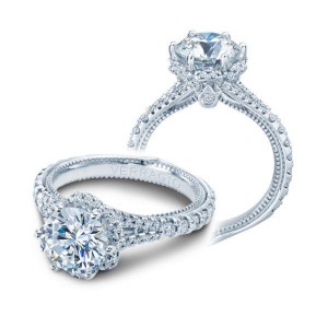 Verragio 18 Karat White Gold Couture Semi-Mount Engagment Ring With 0.60  Total Diamond Weight