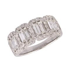 14 Karat White Gold 1.18 Ct Baguette And 0.62 Ct Round Brilliant Cut Diamond Ring