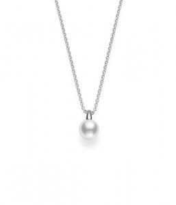 Mikimoto Classic Akoya Cultured Pearl Pendant in 18K White Gold
With  8.5mm A+ Quality Akoya Pearl Adjustable 16-18 Inch