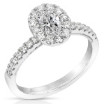 14 Karat White Gold Engagement Ring With One 0.57Ct Oval Diamond And 26=0.41Tw Round Diamonds