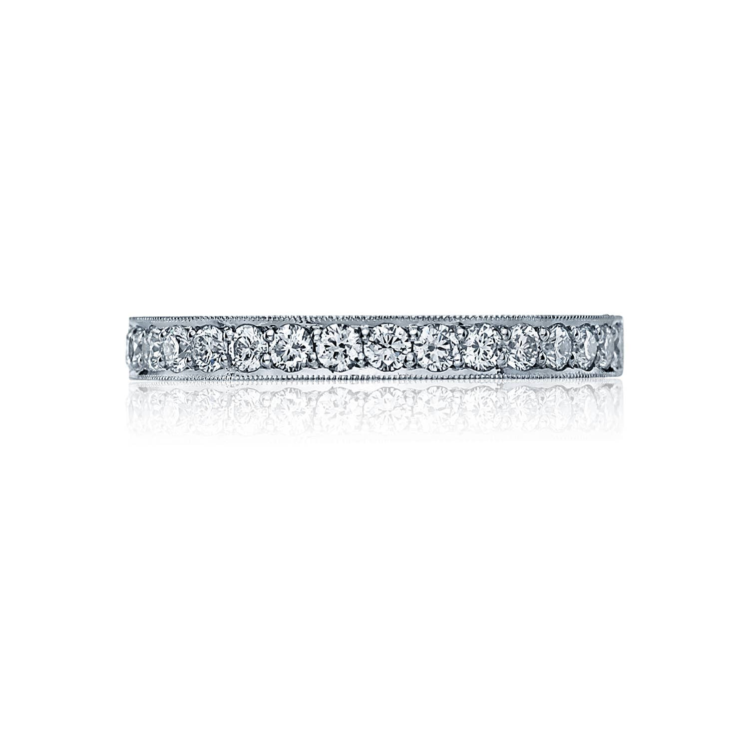 Tacori 18 Karat White Gold Sculpted Crescent Half Anniversary Wedding Band With 16=0.45Tw Round Diamonds