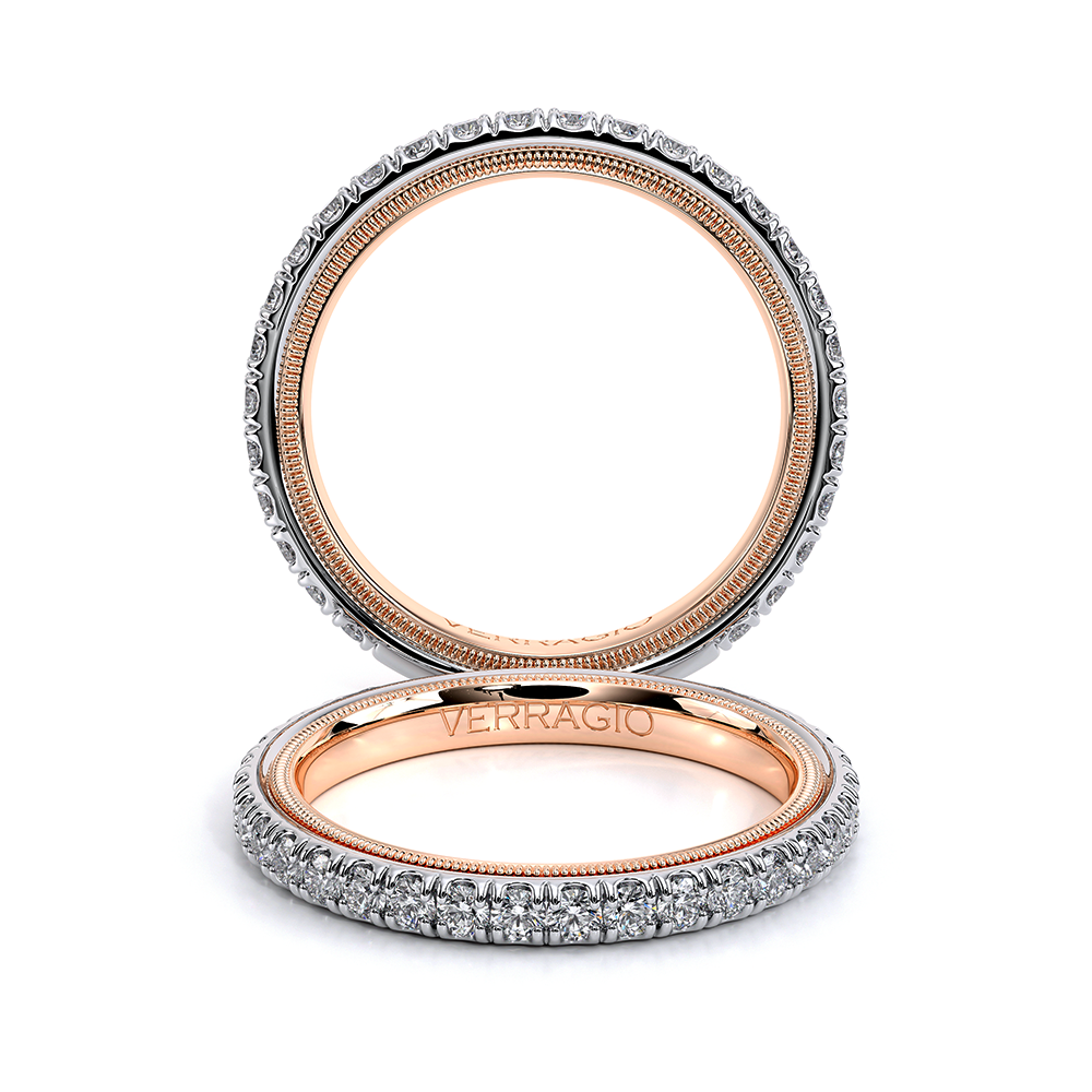 Verragio 14 Karat White/Rose Gold Tradition Wedding Band With  Round Diamonds 28=0.62Tw