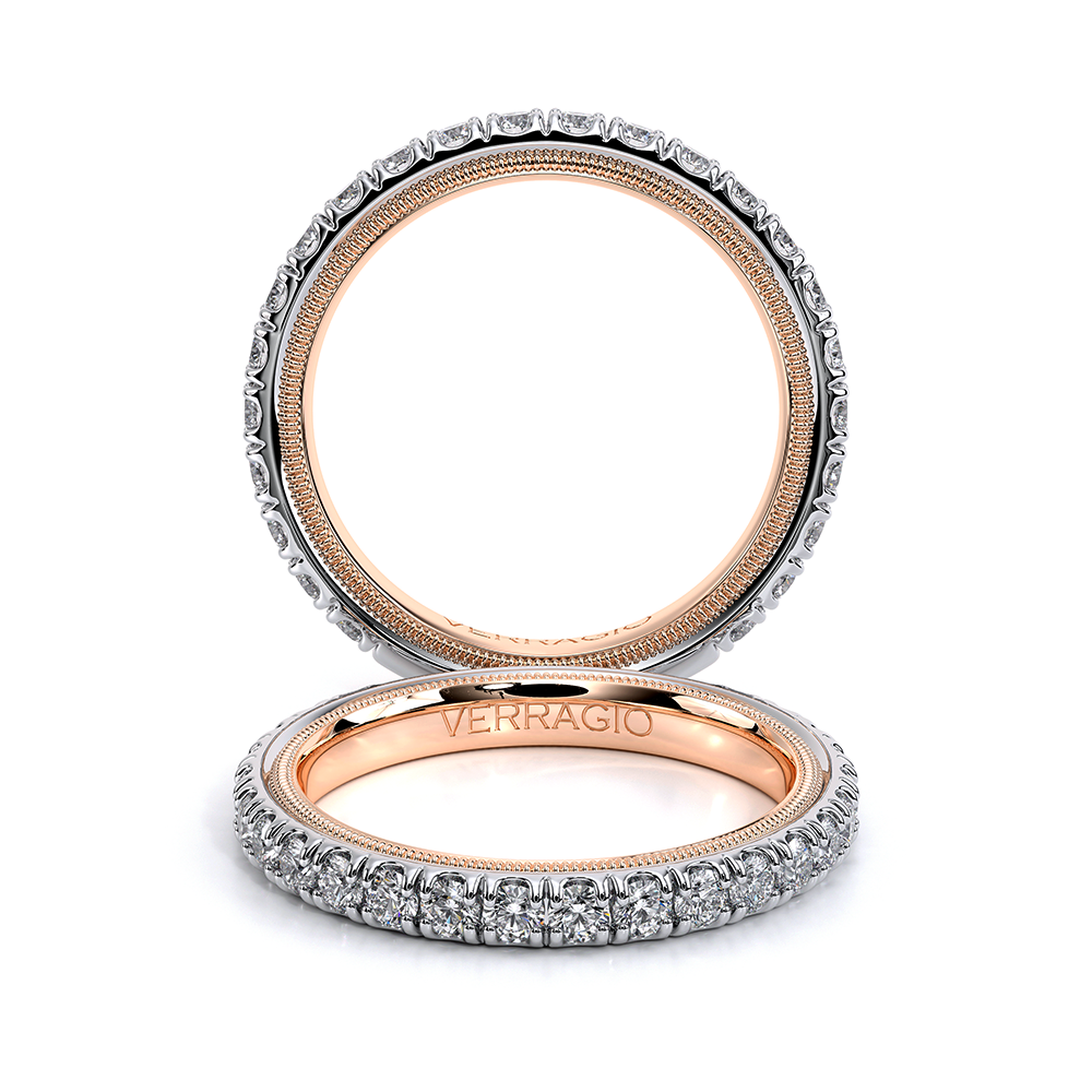 Verragio 14 Karat White/Rose Gold Tradition Wedding Band With Round Diamonds  24=0.82 Tw