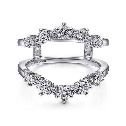 Gabriel & Co 14 Karat White Gold Prong Set Diamond Ring Guard Enhancer 0.85 Total Diamond Weight