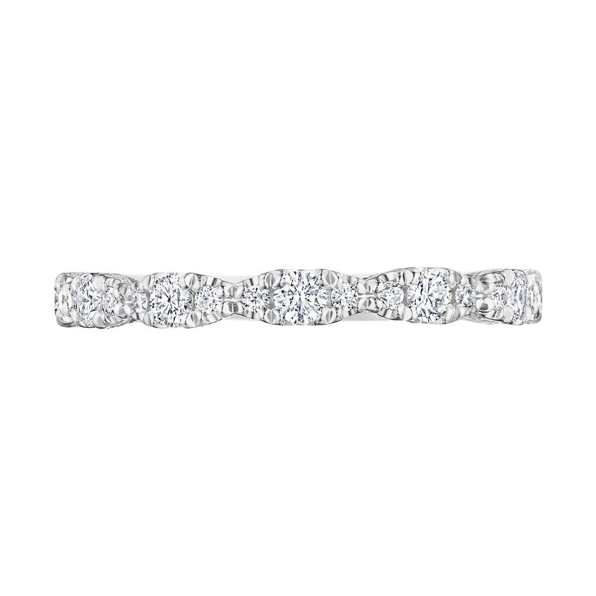 Tacori 18 Karat White Gold Pettite Crescent Diamond Marquise Shape Design Detail Wedding Band 0.36ctw