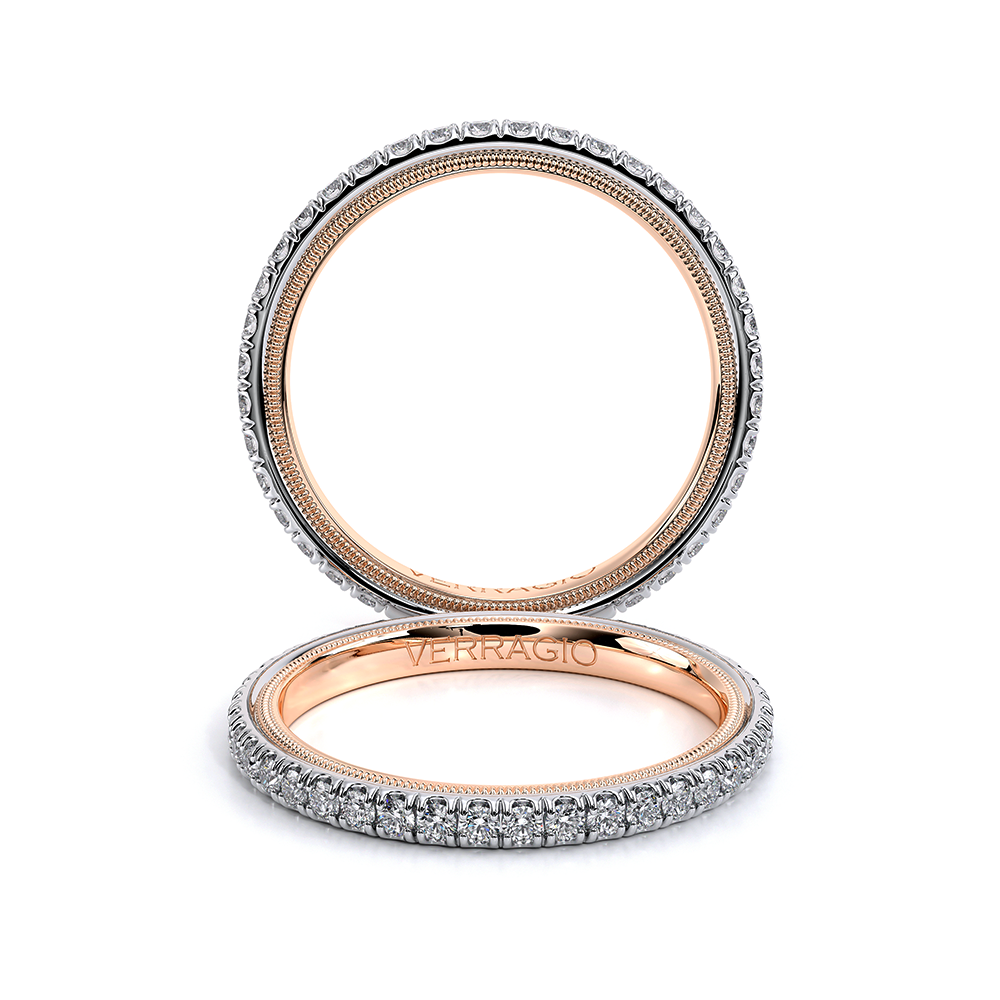 Verragio 14 Karat White/Rose Gold Tradition Wedding Band With 34=0.45Tw Round Diamonds