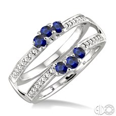 Gemstone & Diamond Insert Ring
2.5 MM Round Cut Sapphire and 1/6 Ctw Round Cut Diamond Insert Ring in 14K White Gold