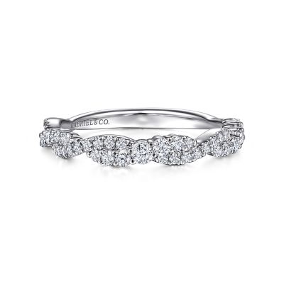 Gabriel & Co 14 Karat White Gold Diamond Twist Band 0.42 Ct