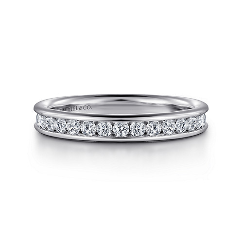 Gabriel & Co14K White Gold Channel Set Diamond Wedding Band 0.50 Total Diamond Weight