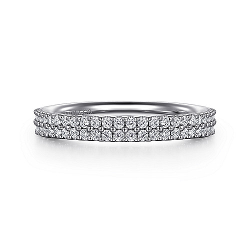 Gabriel & Co14K White Gold Double Row Diamond Anniversary Band 0.33 Total Diamond Weight