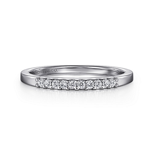 Gabriel & Co14K White Gold 11 Stone Shared Prong Diamond Wedding Band 0.10 Total Diamond Weight