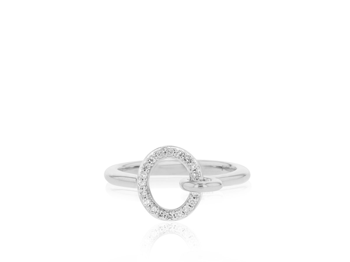 Phillip's House:14 Karat White Gold Double Link Ring With 20=0.13Tw Round Diamonds