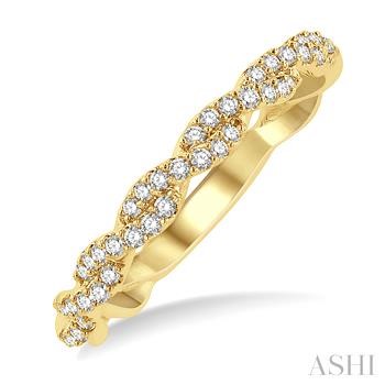 14 Karat Yellow Gold EntwinedTwist Stackable Band With Round Brilliant Diamonds 0.25 Ct