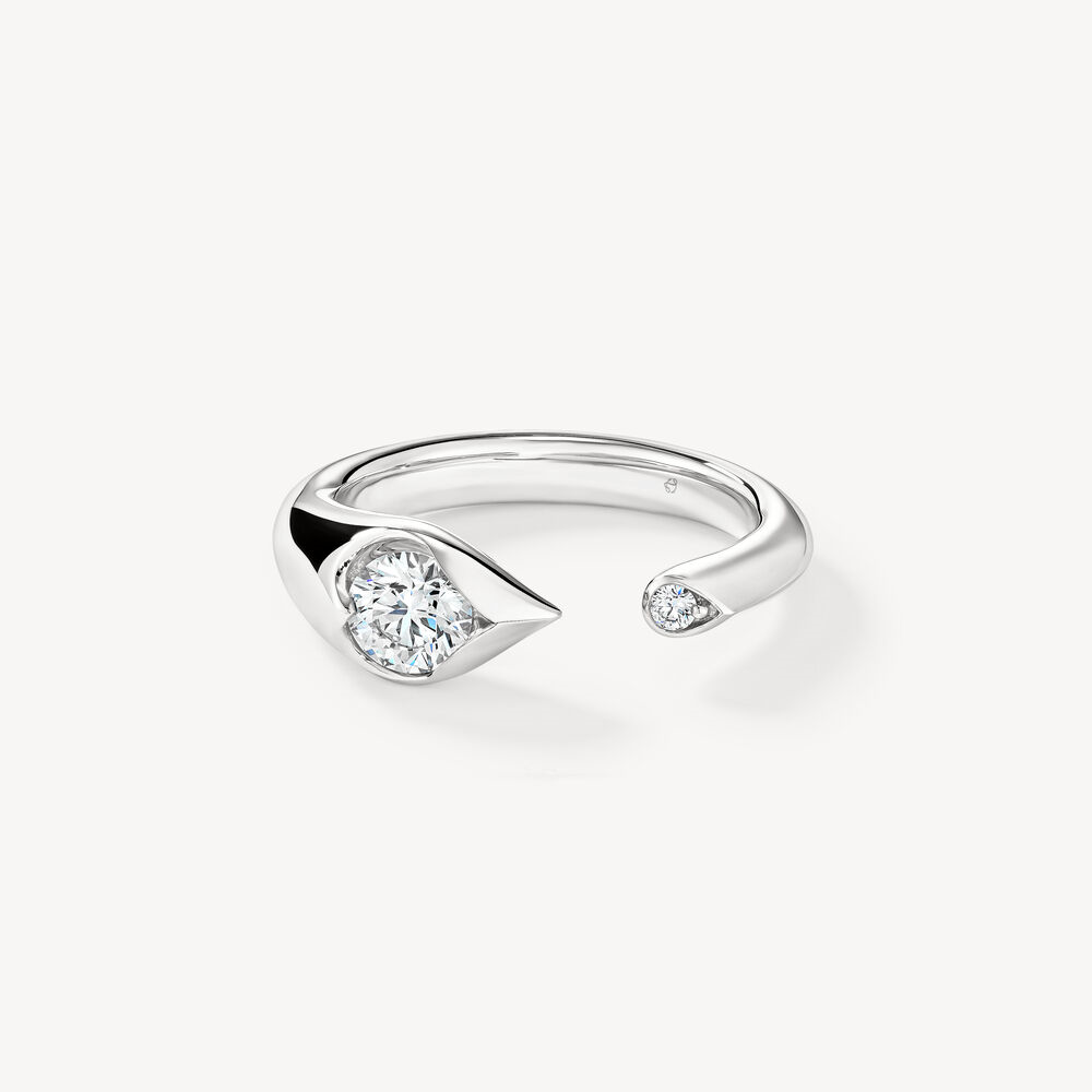 Hearts On Fire 18 Karat White Gold LU Open Droplet Diamond Ring 0.58 Ct