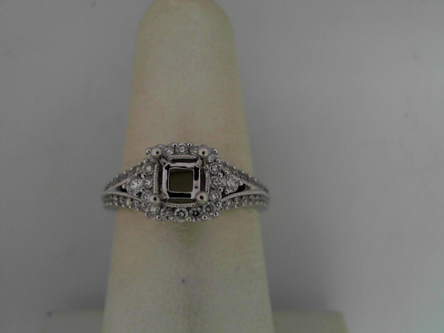 14 Karat White Gold Semi-Mount  Ring With 54=0.45Tw Round H Si2-3 Diamonds
*Setting only, center stone not included