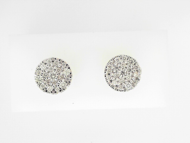 14 Karat White & Yellow Gold Diamond Stud Earrings  0.85Ct Tw Round Diamonds