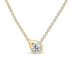 Hearts On Fire 18 Karat Yellow Gold Round Brilliant Cut Diamond LU Pendant 0.32 ct 18 inch