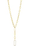 14 Karat Yellow Gold 0.11Ct Diamond Paperclip Y Necklace