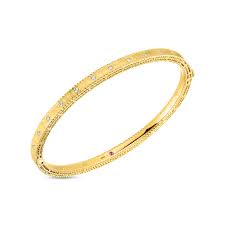 Roberto Coin 18 Karat Yellow Gold Symphony Diamond Princess Bangle Bracelet With 13=0.17Tw Round G/H Si1 Diamonds
Size:48x58mm