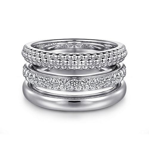 Gabriel & Co 925 Sterling Silver White Sapphire Bujukan Ladys Ring