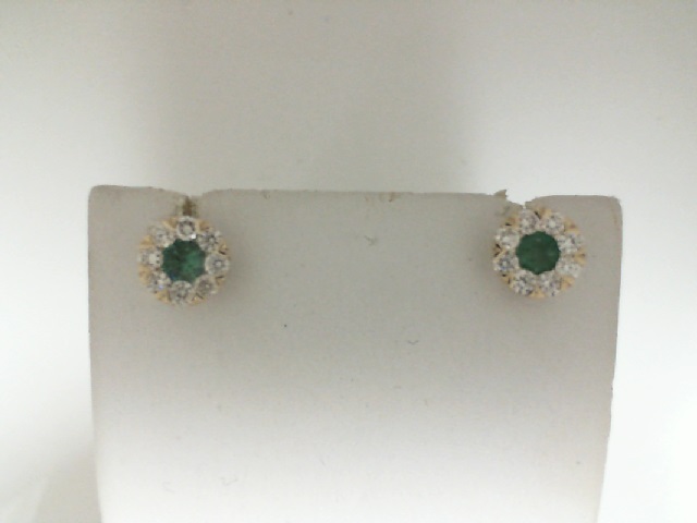 Lovebright Gemstone & Diamond Earrings
1/2 ctw Lovebright 3.3MM Emerald and Round Cut Diamond Precious Stud Earring in 14K Yellow Gold