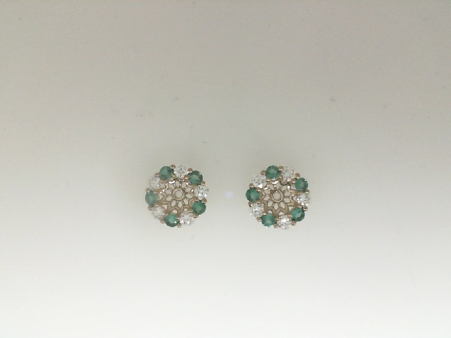 Gemstone & Diamond Earrings Jacket
2.30 MM Round Cut Emerald and 1/2 Ctw Round Cut Diamond Earring Jacket in 14K Yellow Gold